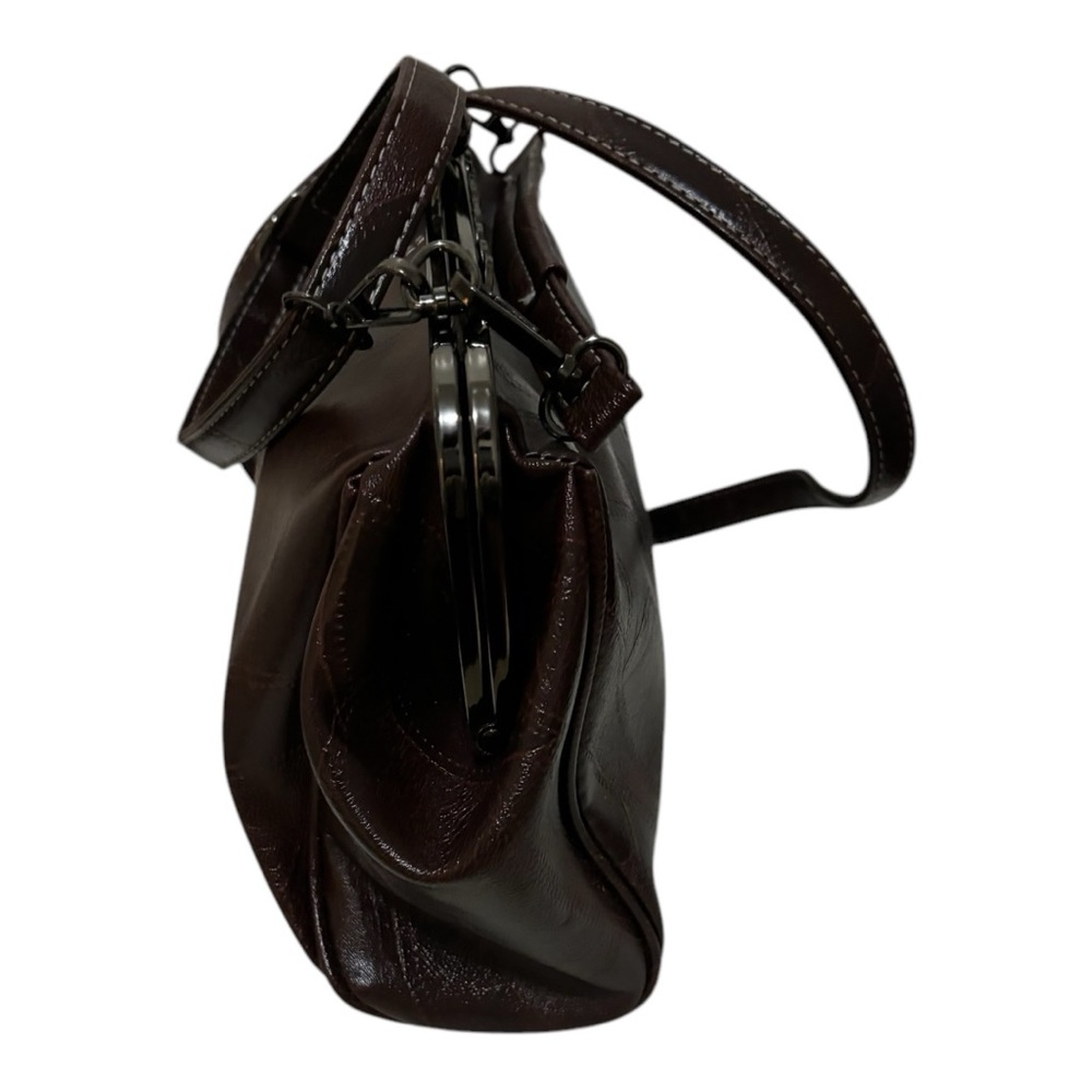 Crossbody Bag with Long Adjustable Strap and Short Hand Strap W Brown/Dark Gray - Picture 3 of 13